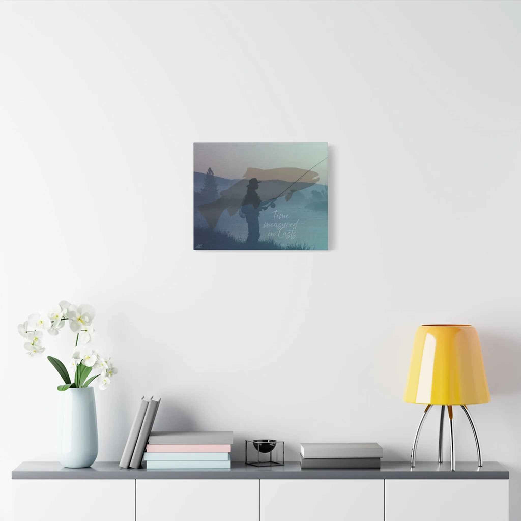 Time Measured in Casts Canvas Print - Female Angler Trout Fishing Wall Art for Women