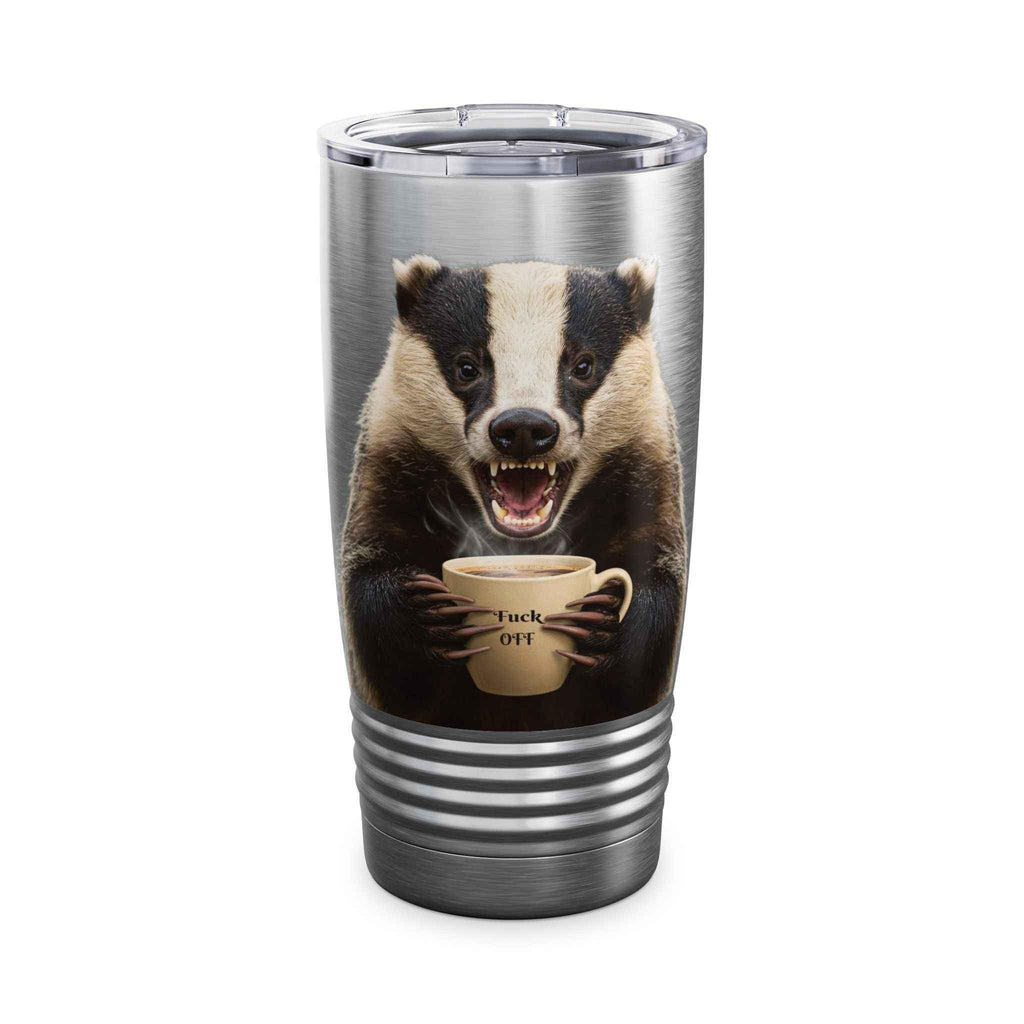 Angry Badger “Fuck Off” 20oz Ringneck Tumbler, For When You Need Caffeine, Not Conversation Funny Gift for Coffee enthusiasts, coworkers, & friends - 2SB Snark Shop