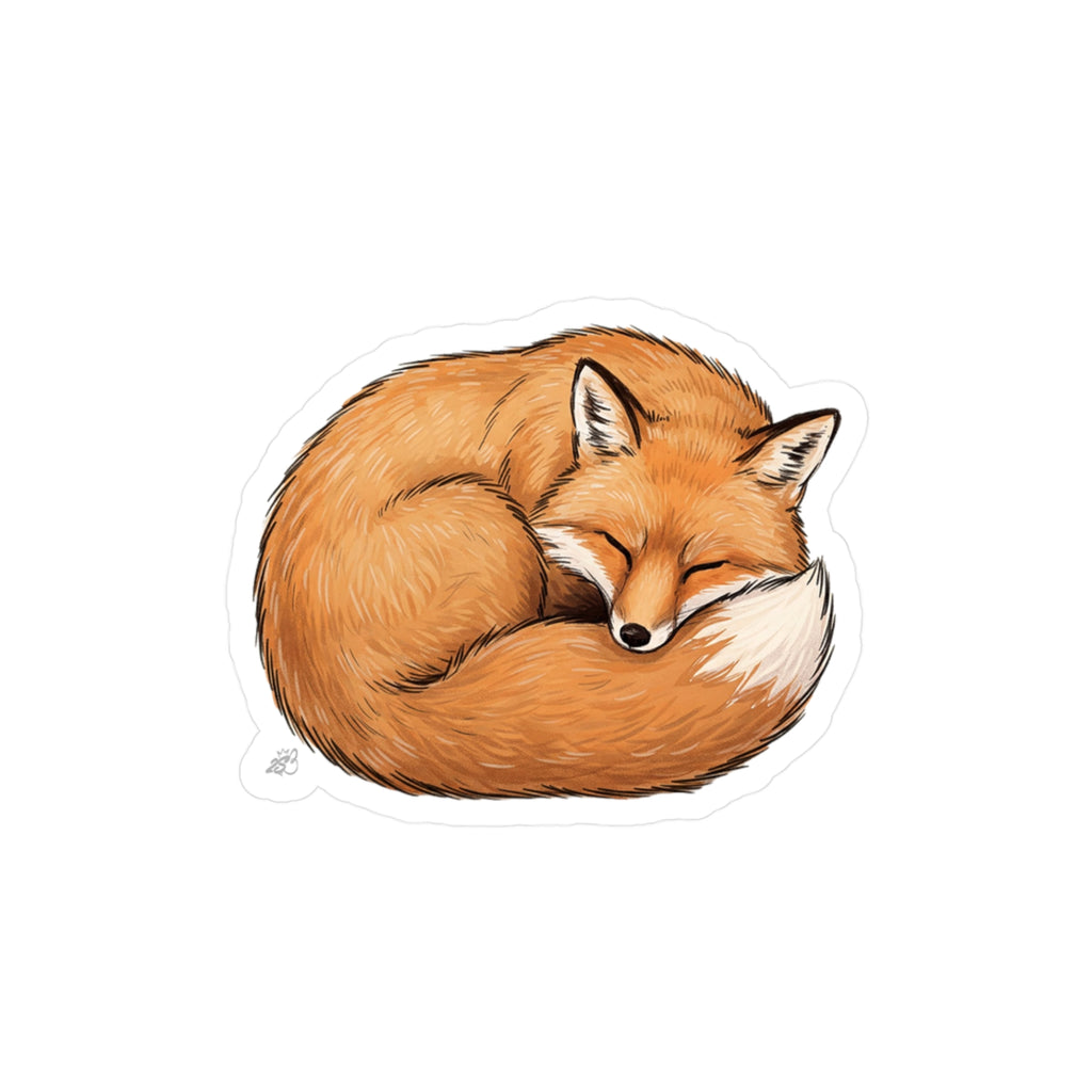 Curled Up Sleeping Fox Kiss-Cut Vinyl Sticker