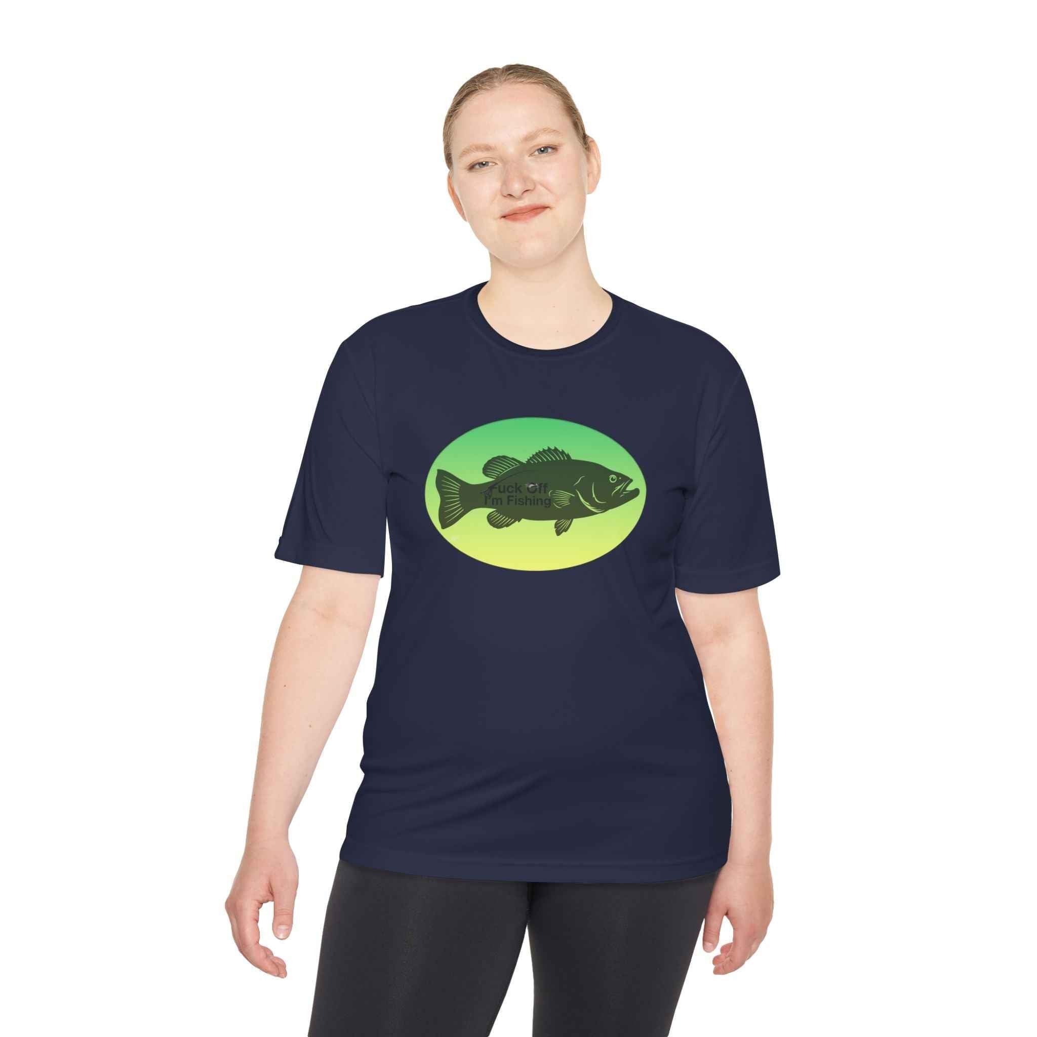 Funny Bass Fishing Shirt – “Fuck Off I’m Fishing” Unisex Moisture Wicking Tee