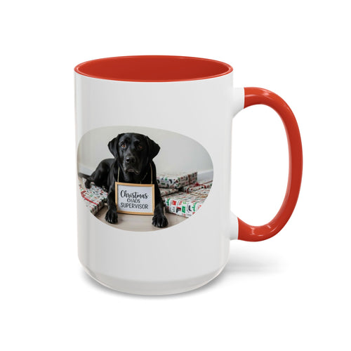 "Christmas Chaos Supervisor" –11oz & 15oz Black Lab Mug for Dog Parents Who Gave Up on Perfectly Wrapped Gifts in 2017