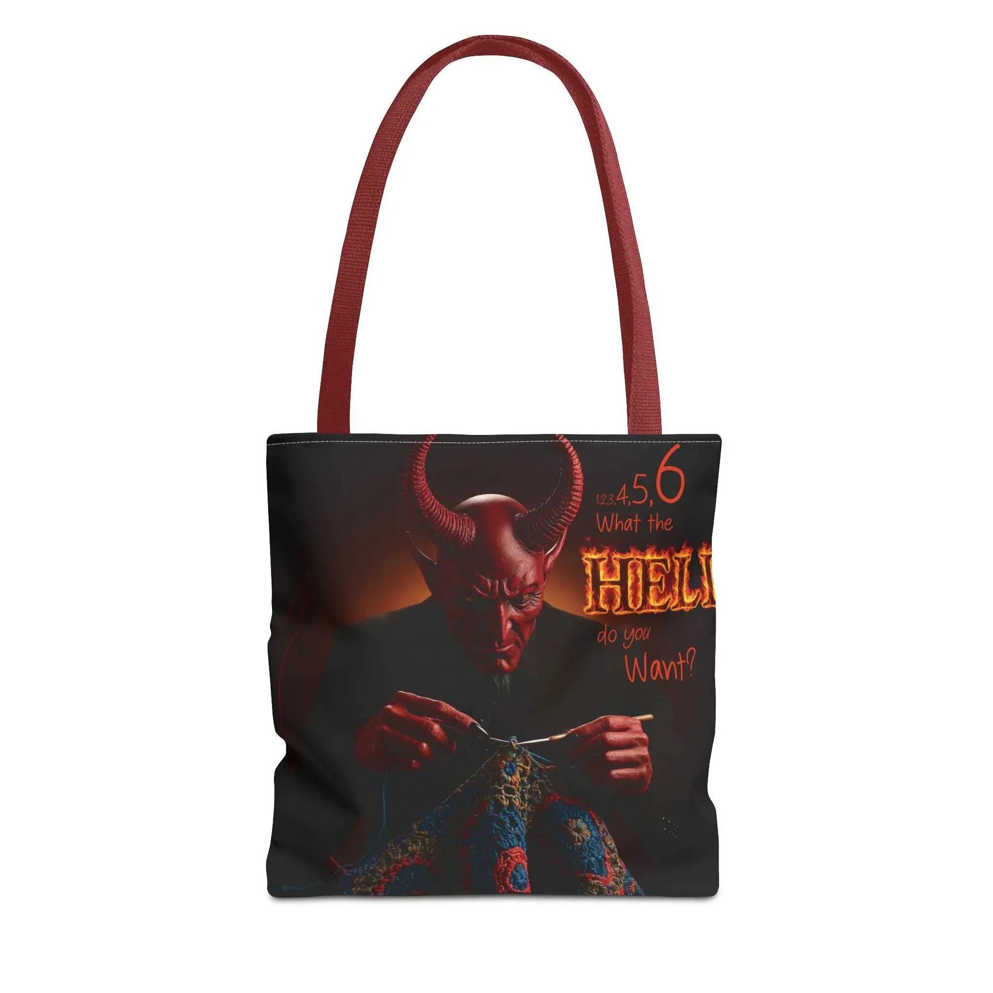 Satan's Infernal Tote Bag - Even Hell has count interruptions- Knitting, Crocheting, Crafting Gift, Funny Tote, Hellish Vibe, fiber enthusiasts - 2SB Snark Shop