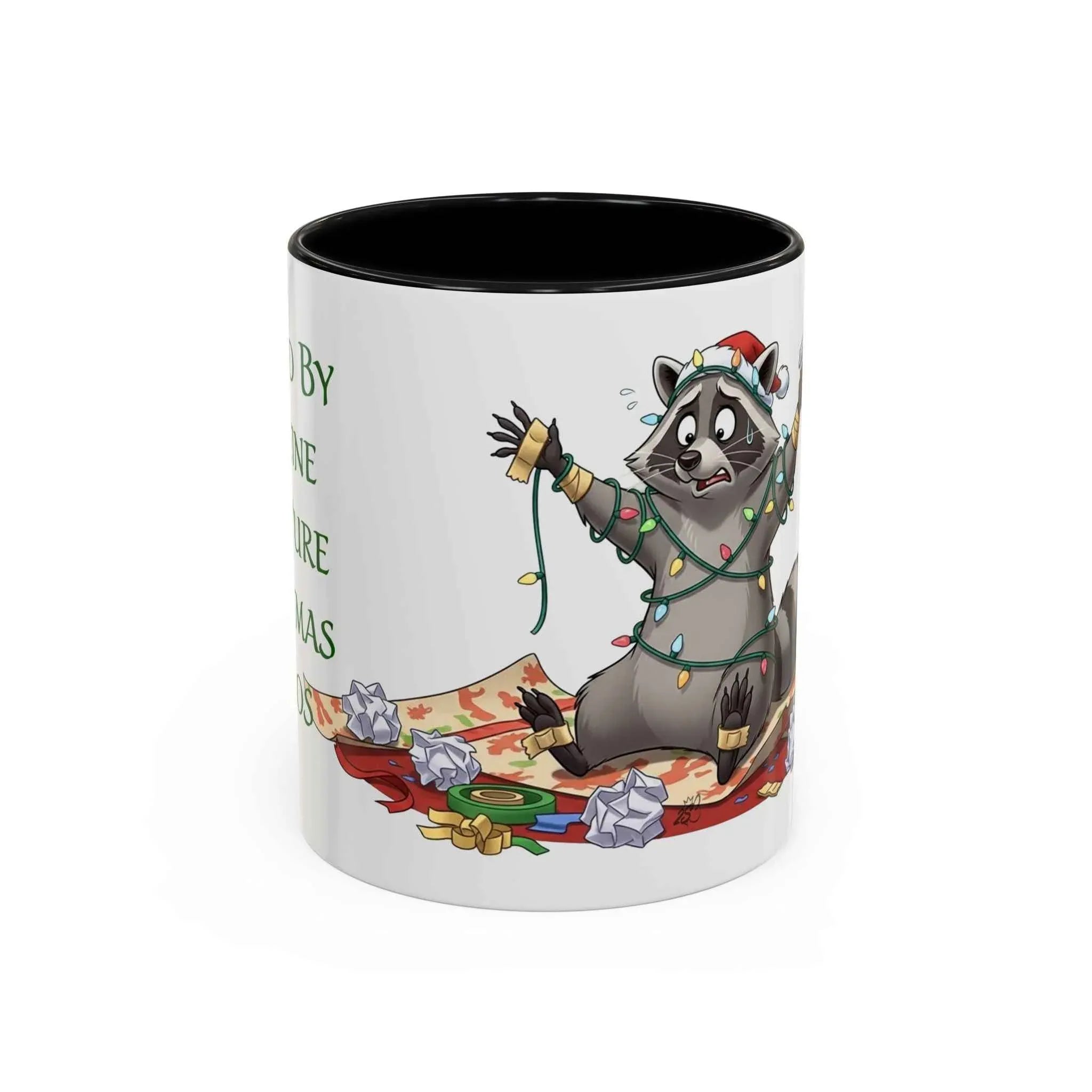 Fueled by Caffeine and Pure Christmas Chaos - Chaotic Raccoon Holiday Mug 11oz & 15oz - 2SB Snark Shop