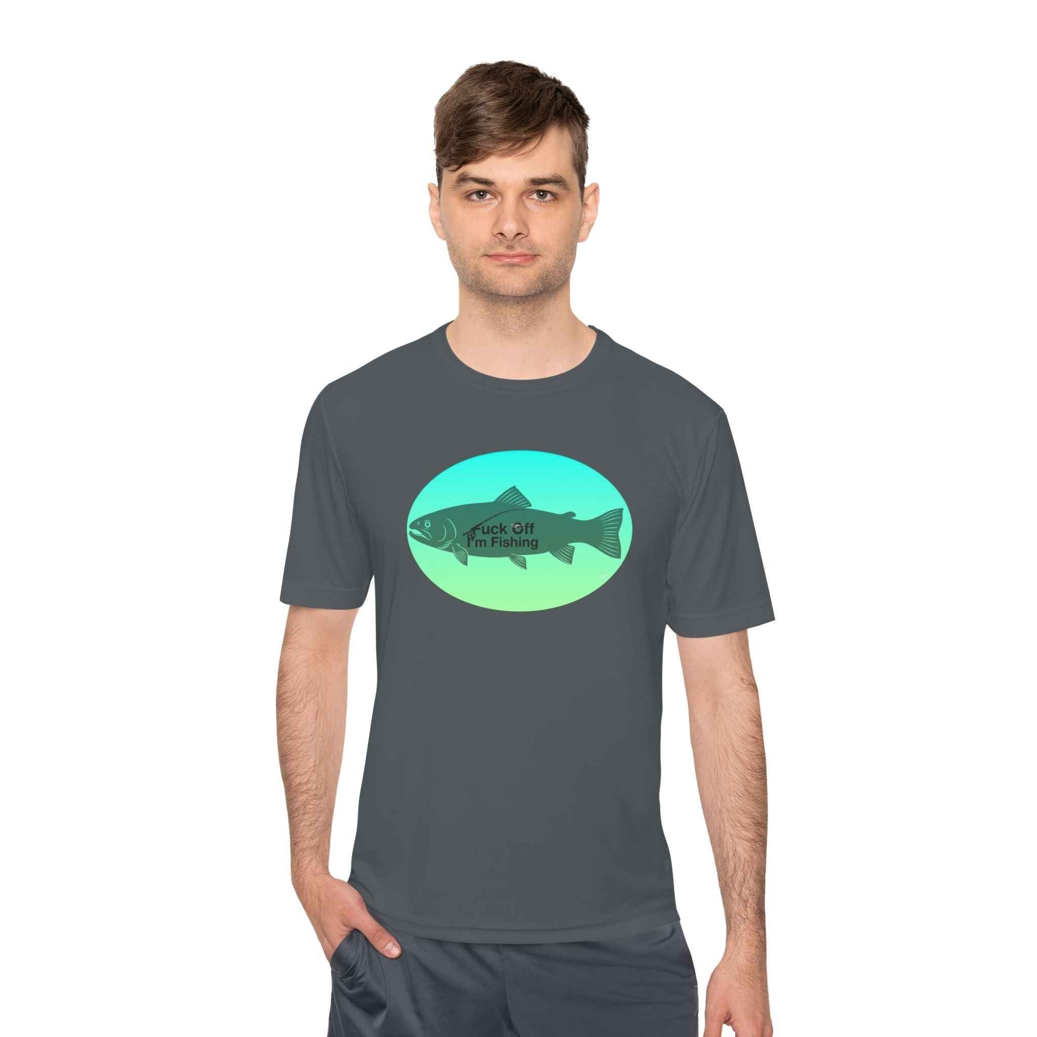 Funny Trout Fishing Shirt – Fuck Off I’m Fishing Tech Tee Unisex Moisture Wicking Tee