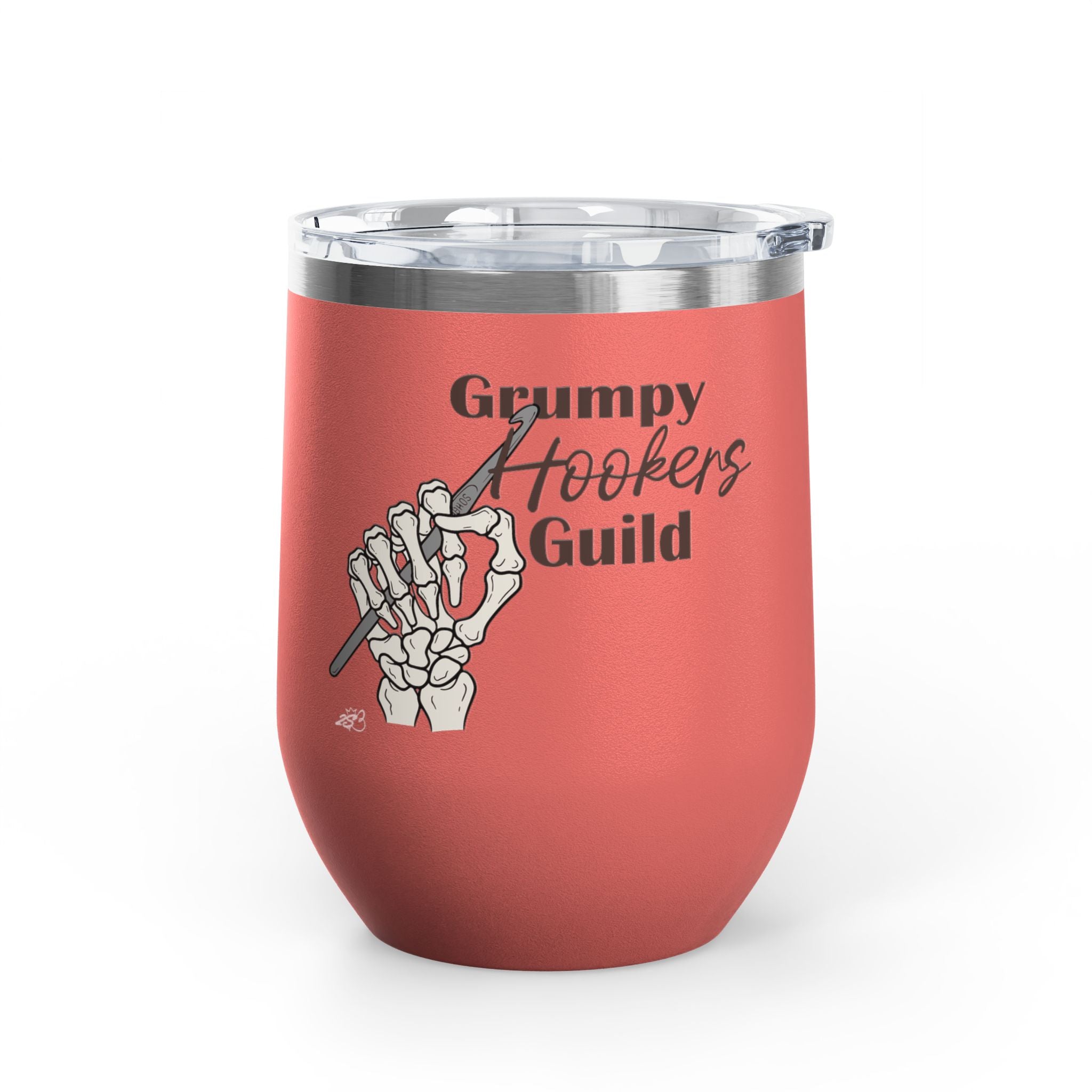 Grumpy Hookers Guild Tumbler – Funny Crochet Stainless Steel Wine Tumbler, 12oz