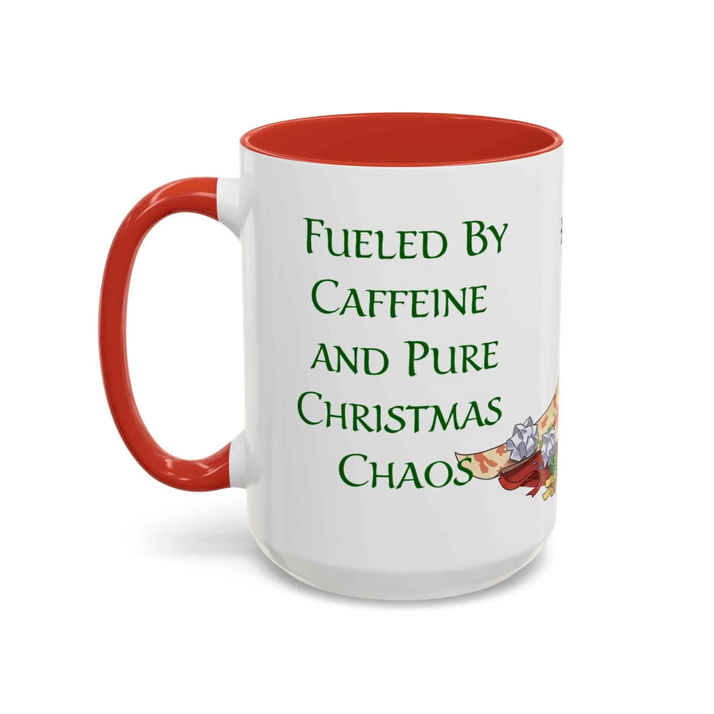 Fueled by Caffeine and Pure Christmas Chaos - Chaotic Raccoon Holiday Mug 11oz & 15oz - 2SB Snark Shop