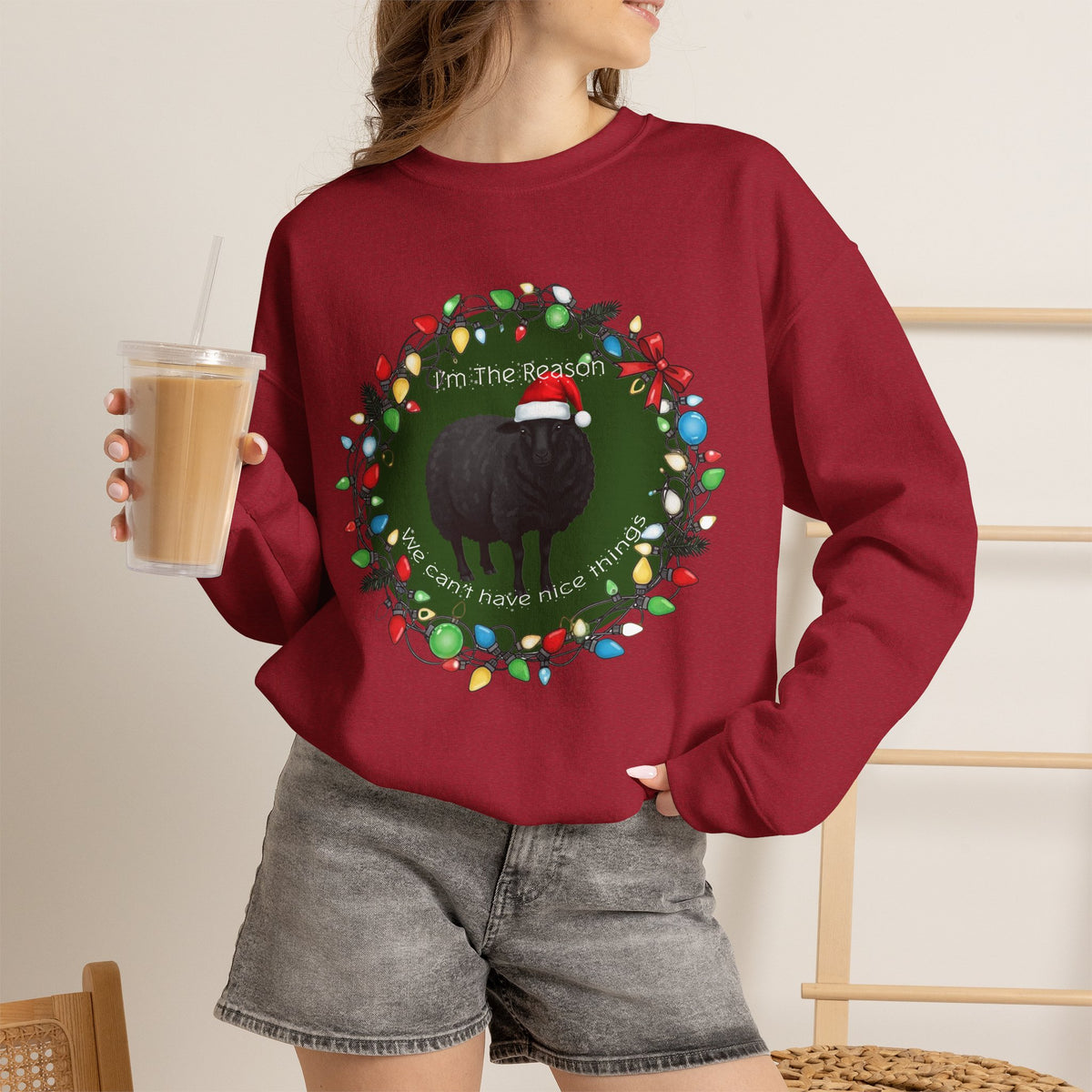 I’m the Reason We Can’t Have Nice Things Black Sheep Christmas Crewneck Sweatshirt | Funny Holiday Sweatshirt