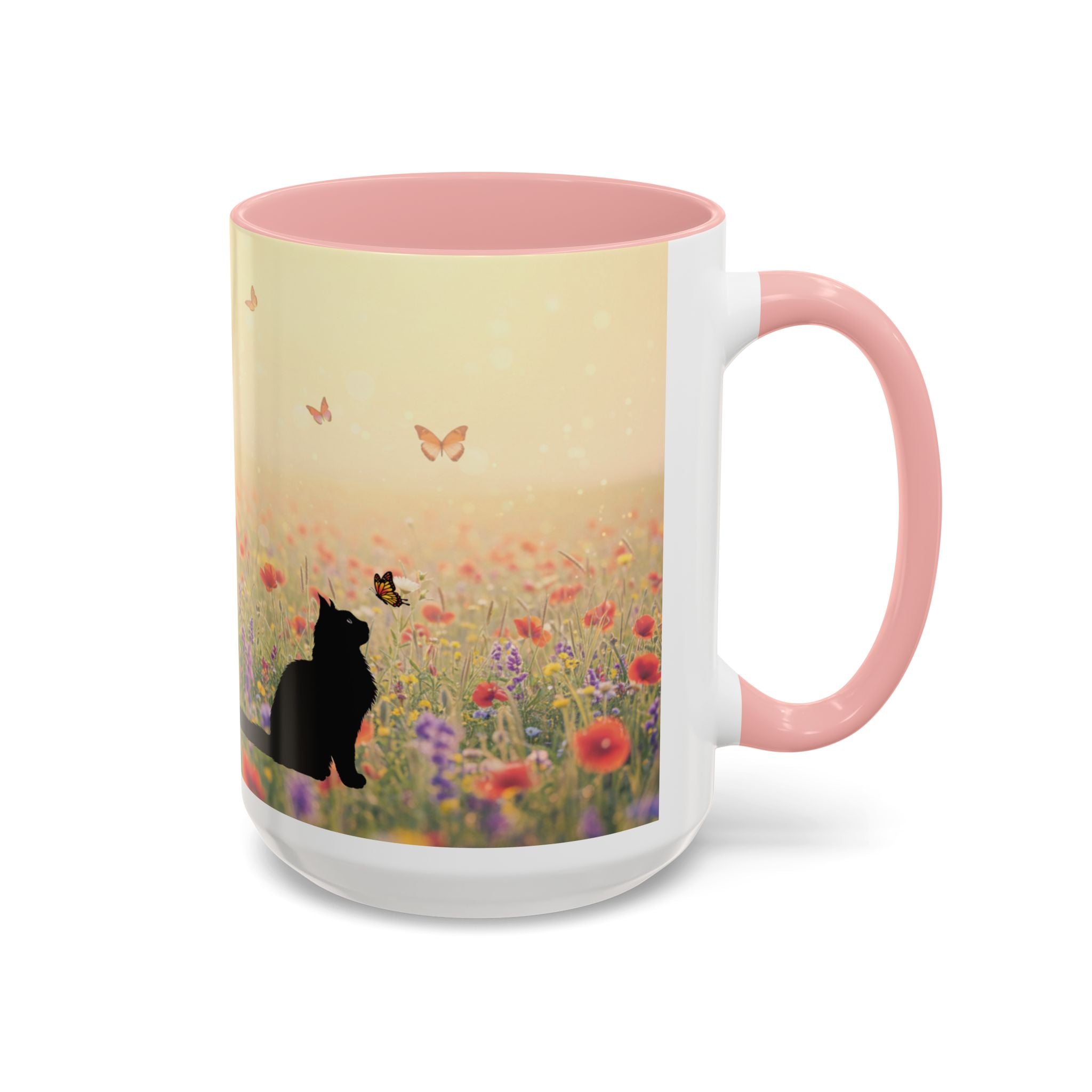 Mug - Cat Lovers Accent Coffee Mug with Floral Design
