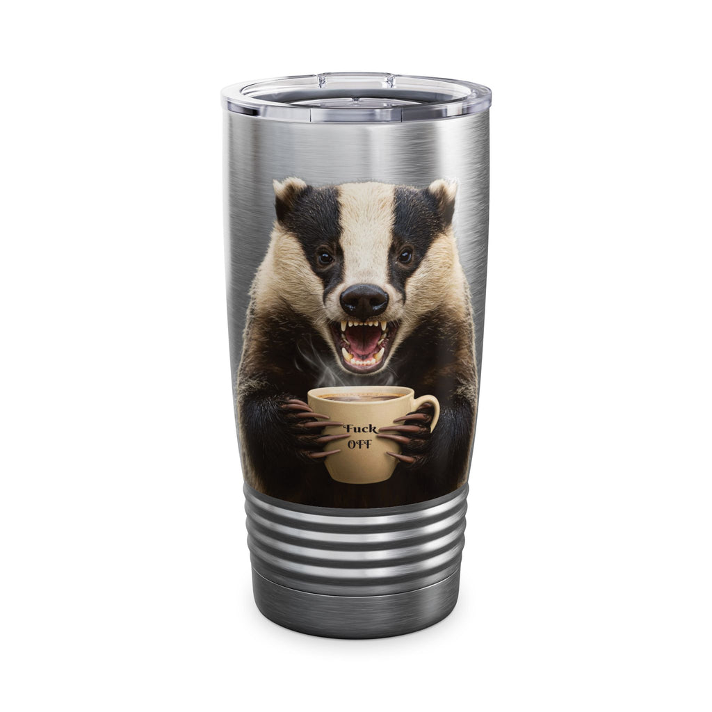Angry Badger “Fuck Off” 20oz Ringneck Tumbler, For When You Need Caffeine, Not Conversation Funny Gift for Coffee enthusiasts, coworkers, & friends