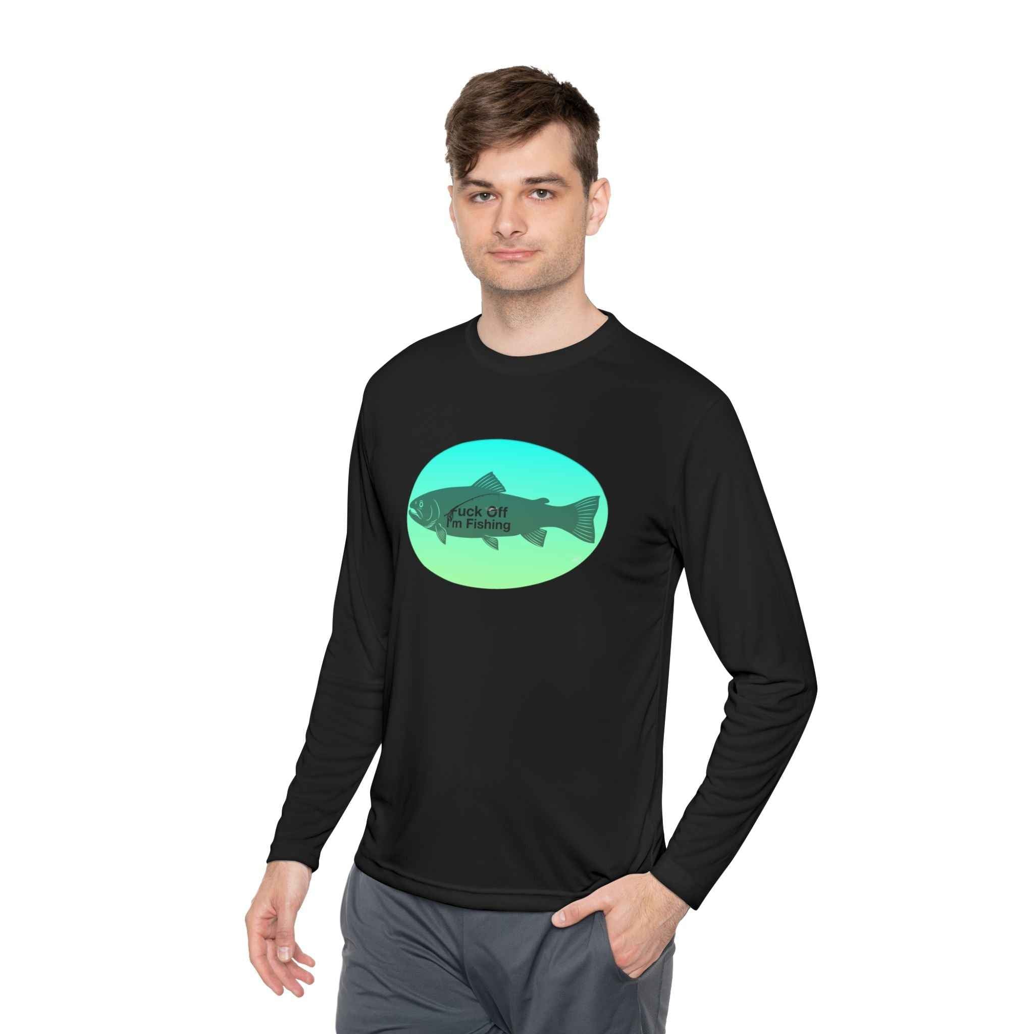 Funny Trout Fishing Shirt Long Sleeve – Fuck Off Unisex Lightweight Long Sleeve Tee