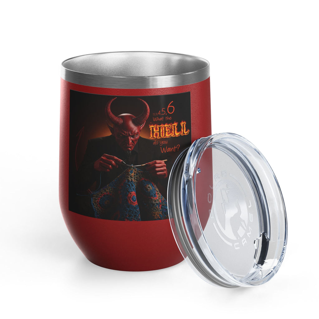 Sip Happens in Hell –Wine Tumbler 12oz | Funny Gift for Wine Lovers, Fiber enthusiasts, crocheters