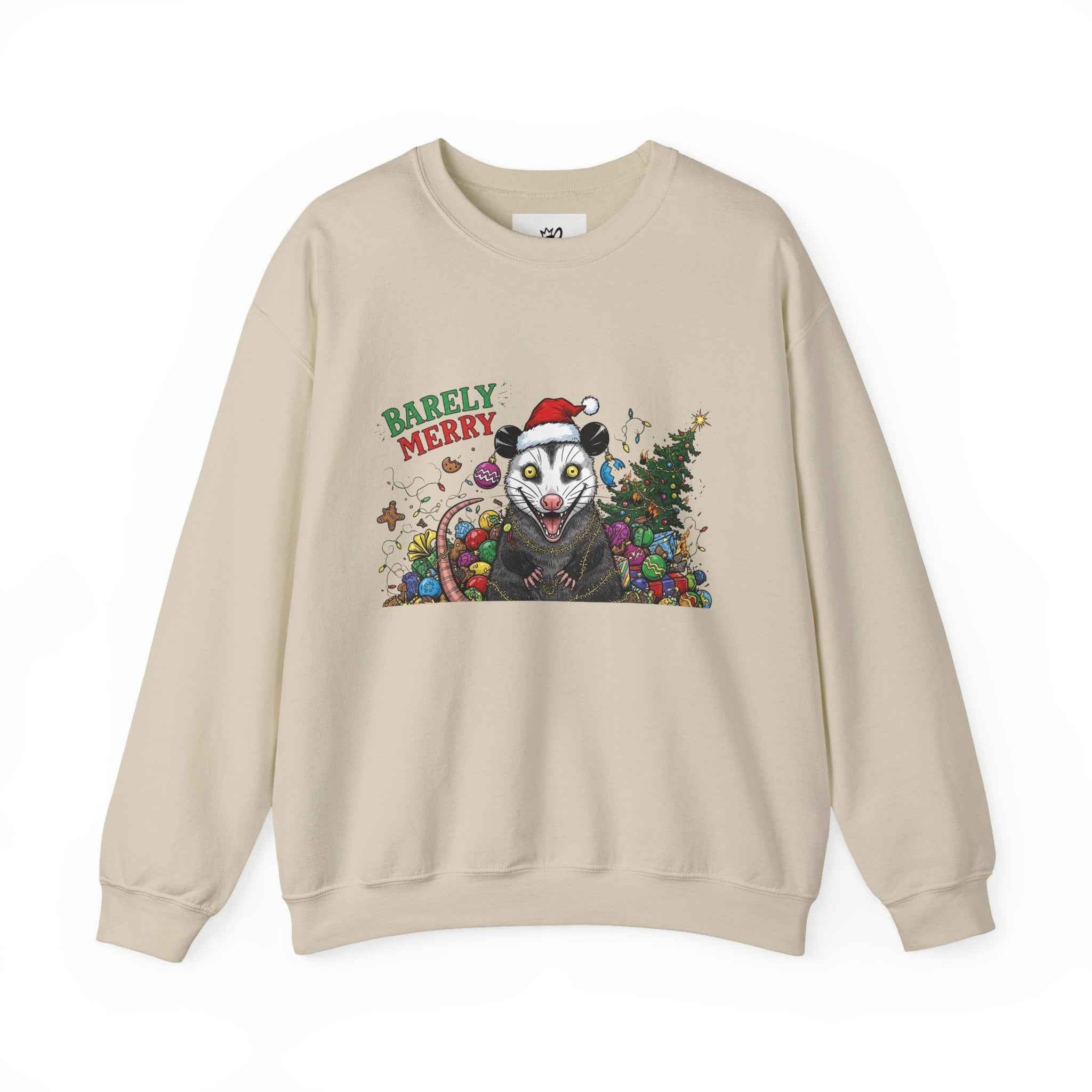 Barely Merry Possum Sweatshirt - Embrace Chaos This Holiday Season - 2SB Snark Shop