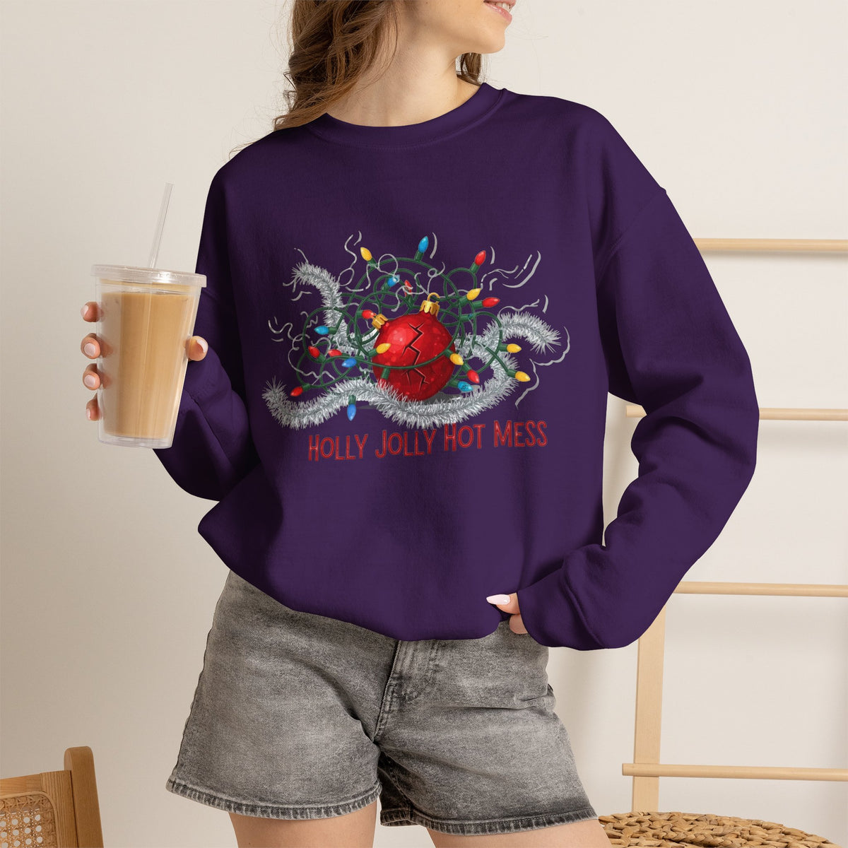 Holly Jolly Christmas Sweatshirt for Those Who Battle Christmas Lights and Lose