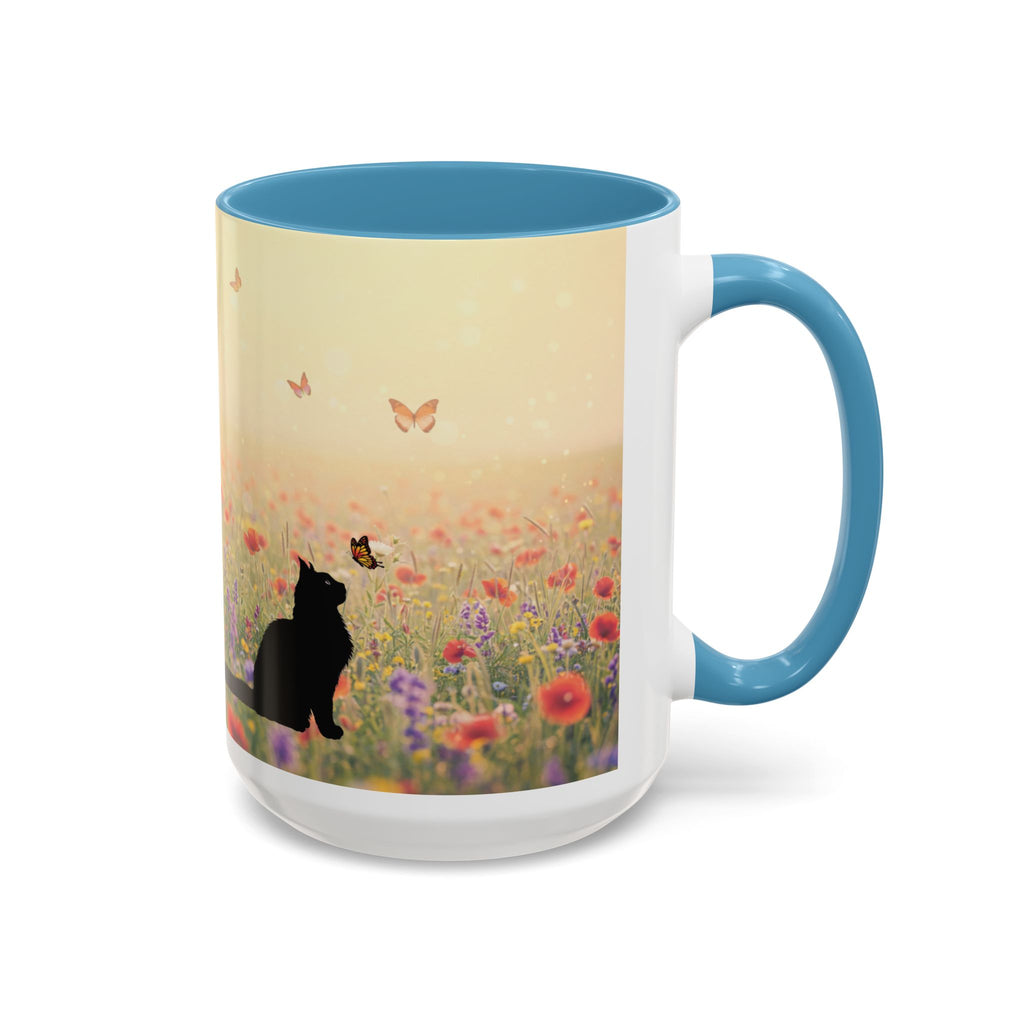 Mug - Cat Lovers Accent Coffee Mug with Floral Design
