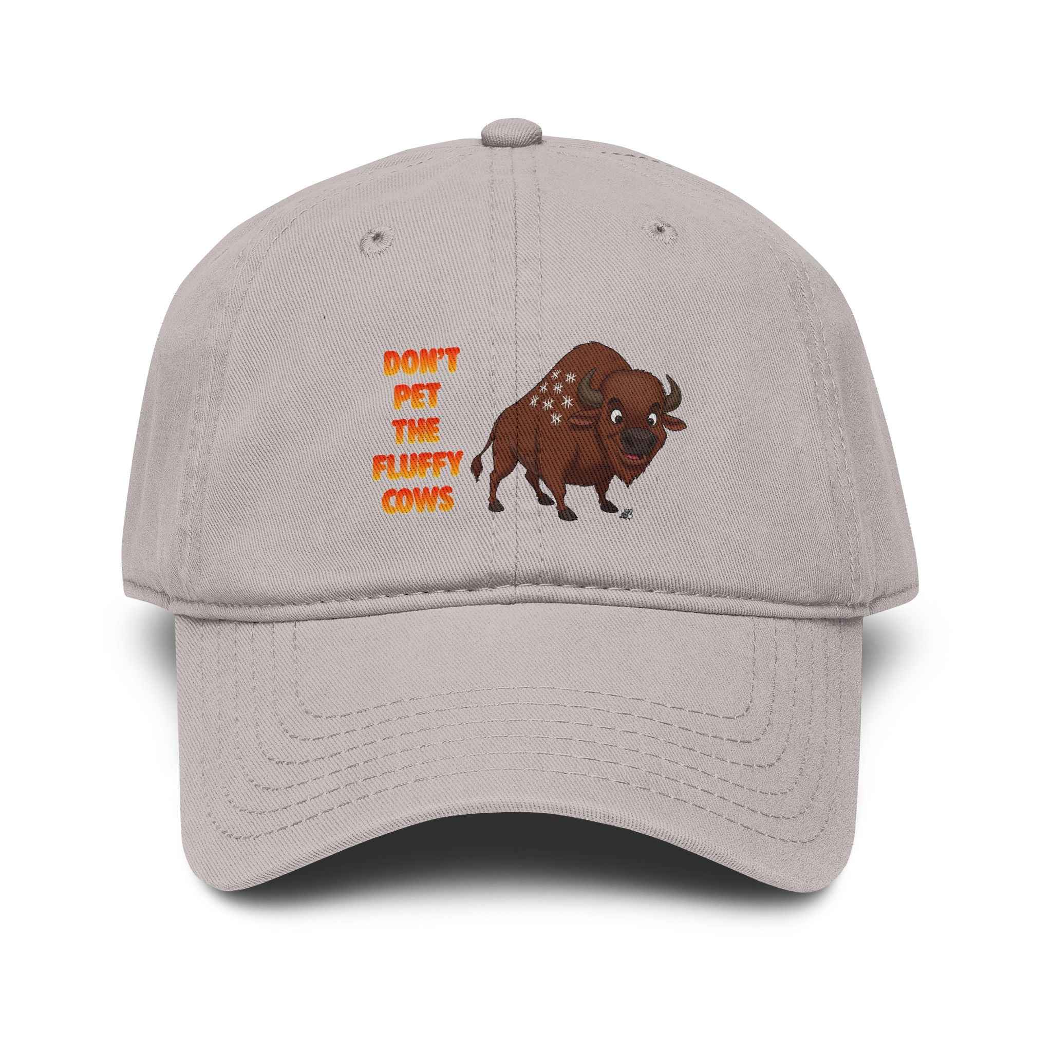 Don't Pet the Fluffy Cows Hat – Funny Bison Baseball Cap