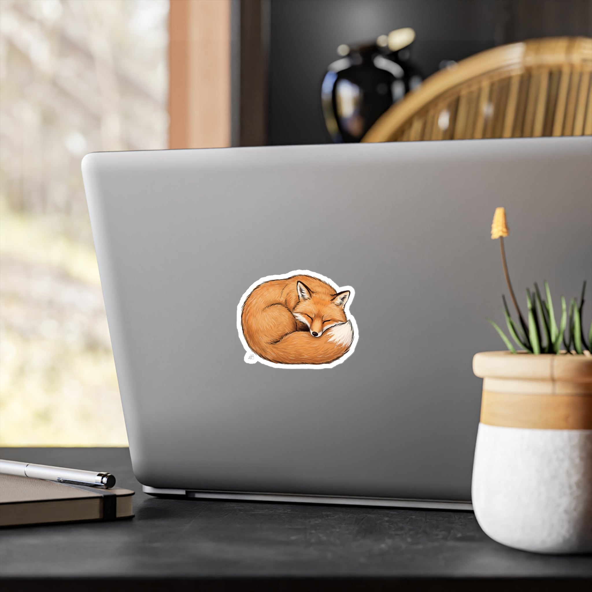 Curled Up Sleeping Fox Kiss-Cut Vinyl Sticker
