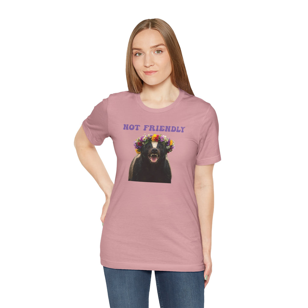 Not Friendly! The “Floral but Feral” Tee – The Walking, Talking Warning Label Funny gift for friends, coworkers, loved ones or your own introverted self.