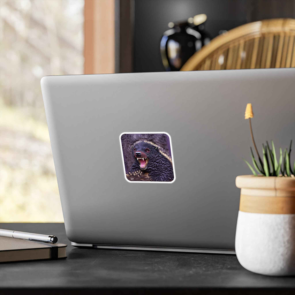 Angry Badger Decal - Fierce Papercut Honey Badger Kiss Cut Vinyl Decal