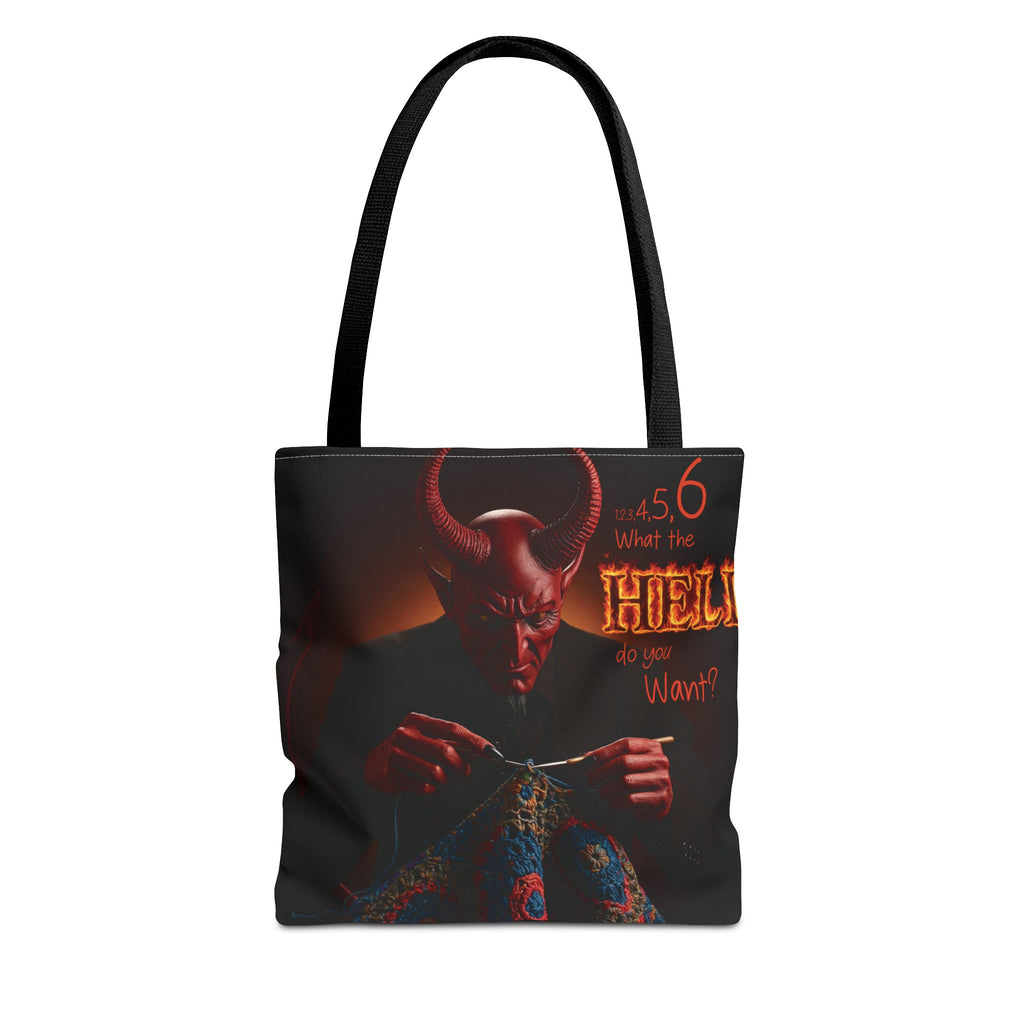 Satan's Infernal Tote Bag - Even Hell has count interruptions- Knitting, Crocheting, Crafting Gift, Funny Tote, Hellish Vibe, fiber enthusiasts