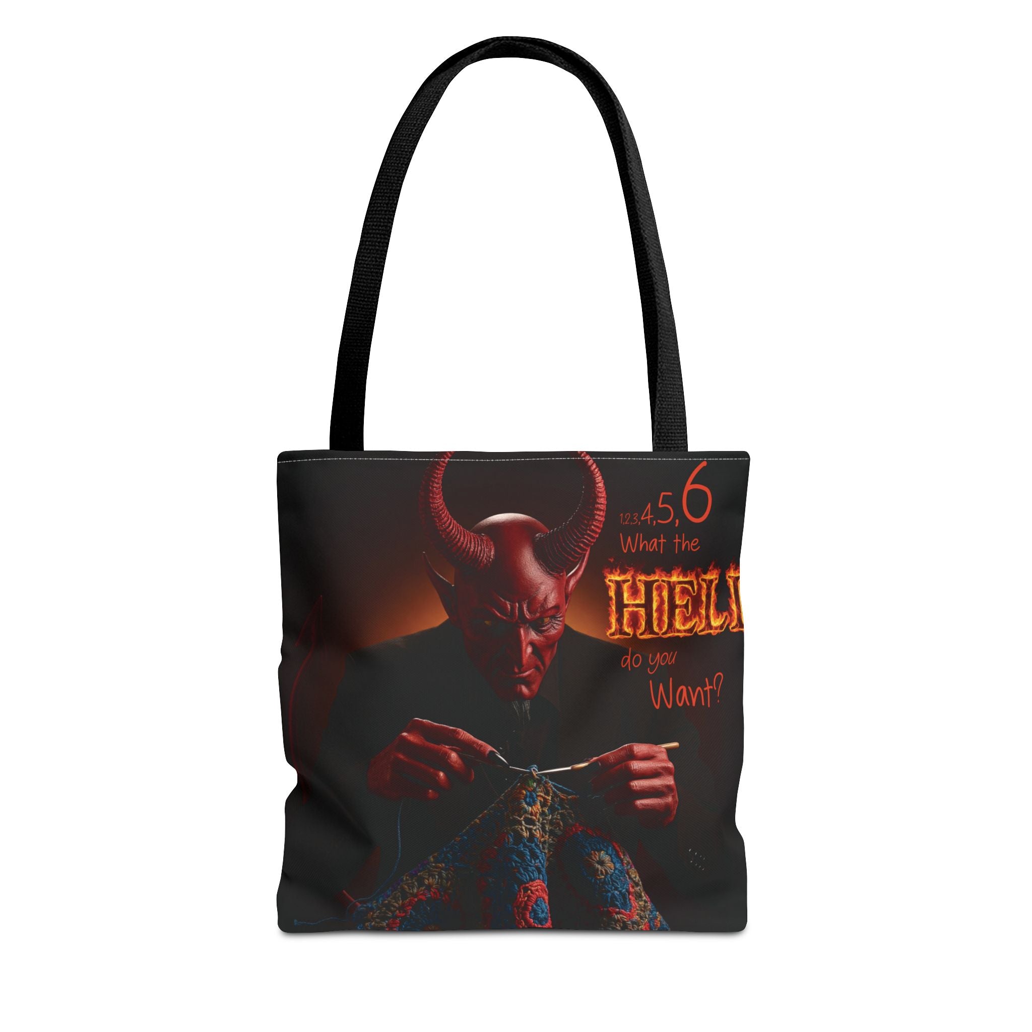 Satan's Infernal Tote Bag - Even Hell has count interruptions- Knitting, Crocheting, Crafting Gift, Funny Tote, Hellish Vibe, fiber enthusiasts