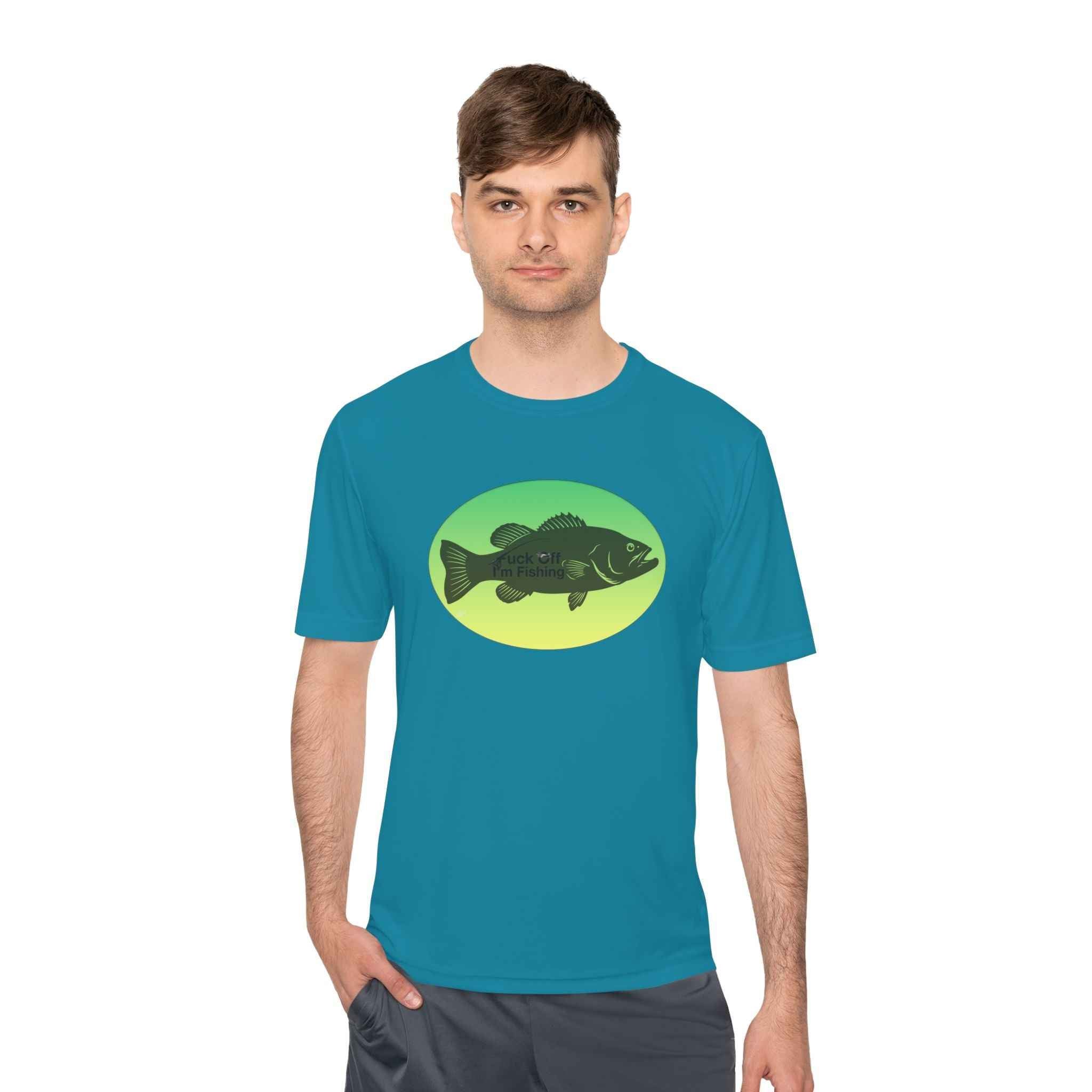 Funny Bass Fishing Shirt – “Fuck Off I’m Fishing” Unisex Moisture Wicking Tee