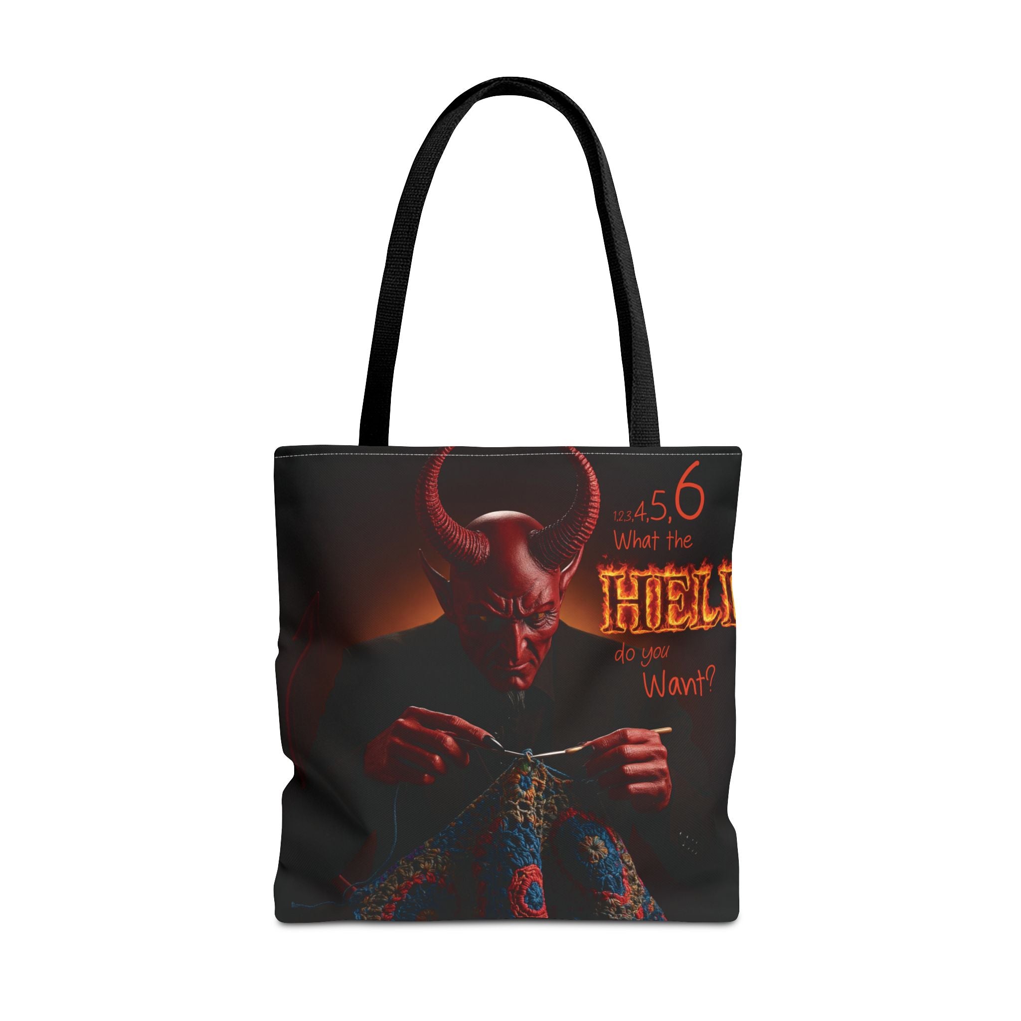 Satan's Infernal Tote Bag - Even Hell has count interruptions- Knitting, Crocheting, Crafting Gift, Funny Tote, Hellish Vibe, fiber enthusiasts