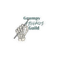 Grumpy Hookers Guild Decal - Skeleton Crochet Hand Dark Sage Text Kiss Cut Vinyl Decals