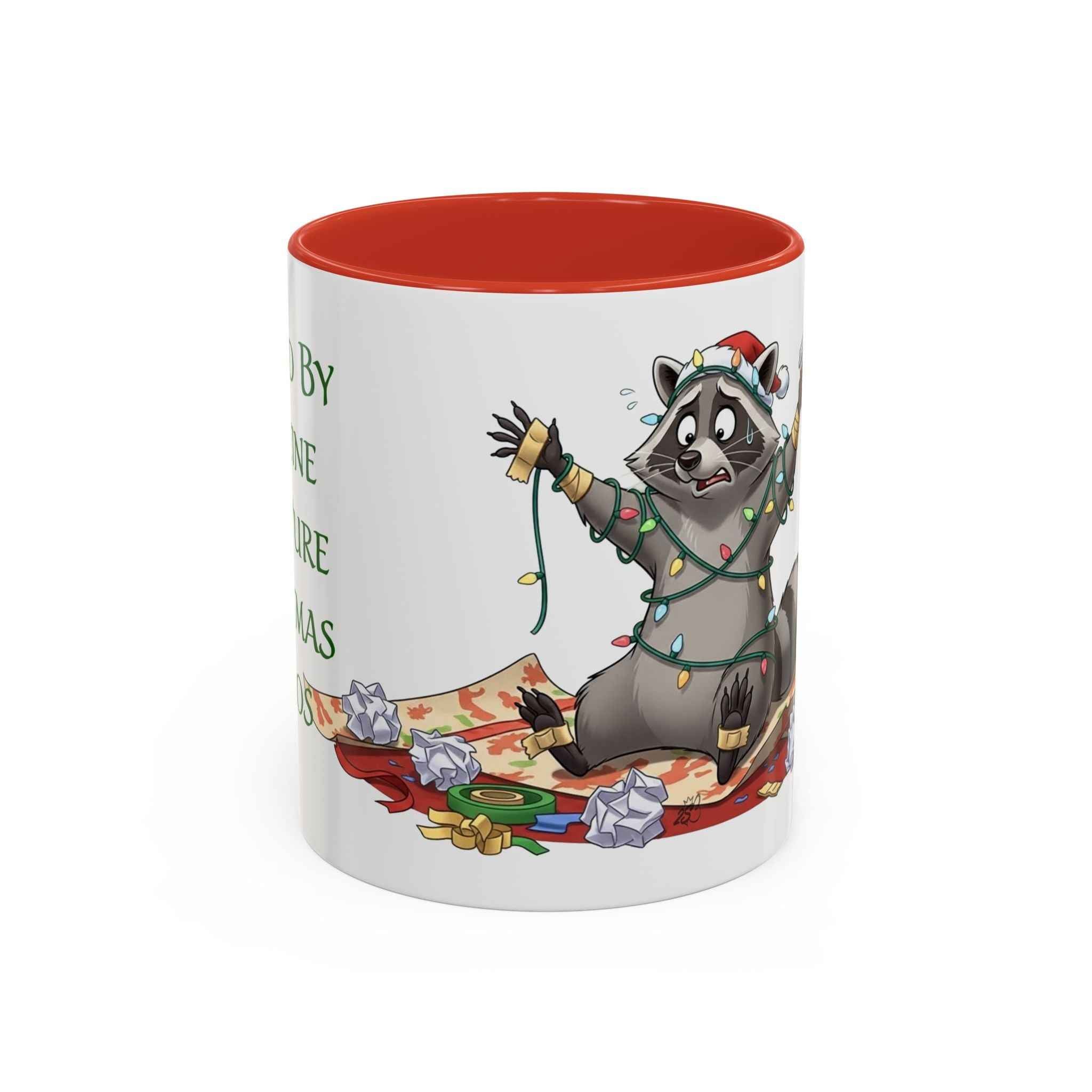Fueled by Caffeine and Pure Christmas Chaos - Chaotic Raccoon Holiday Mug 11oz & 15oz - 2SB Snark Shop