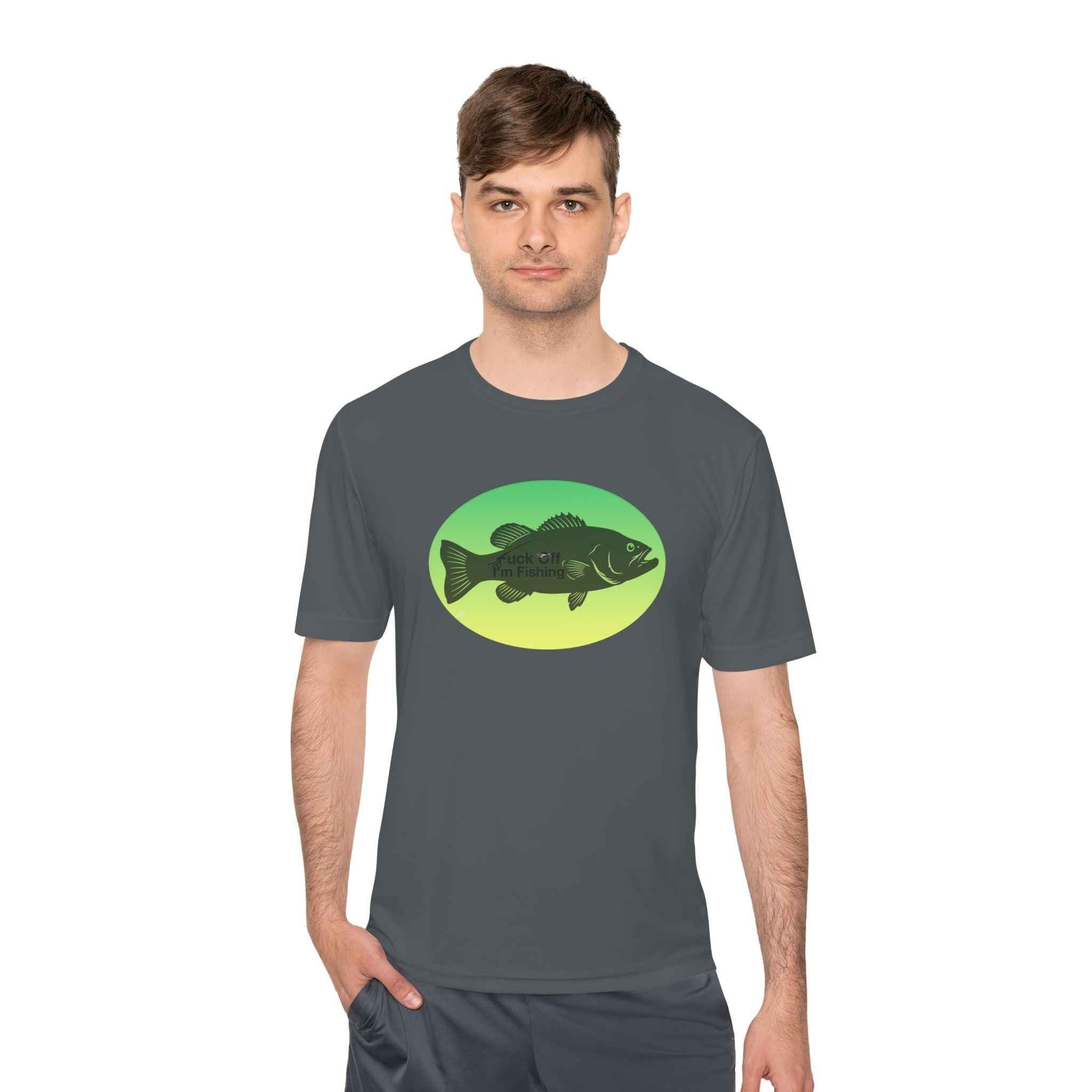 Funny Bass Fishing Shirt – “Fuck Off I’m Fishing” Unisex Moisture Wicking Tee