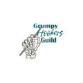 Grumpy Hookers Guild Decal - Skeleton Crochet Hand Teal Text Kiss Cut Vinyl Decal
