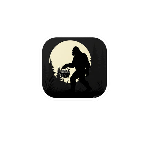 Bigfoot Crochet Night Decal - Sasquatch Yarn Basket Silhouette Kiss Cut Vinyl Decal