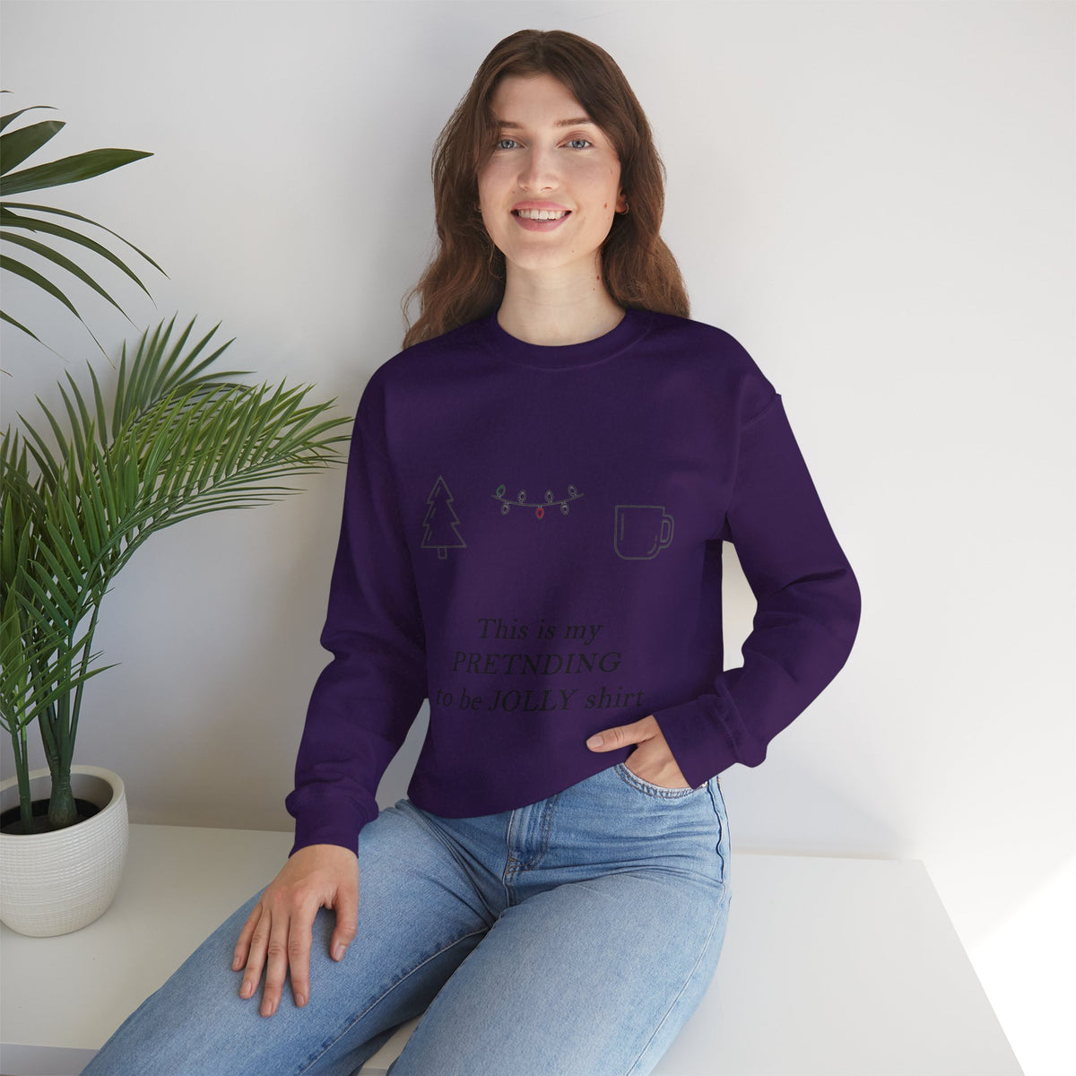 Pretending to Be Jolly Christmas Crewneck Sweatshirt | Funny Sarcastic Holiday Sweatshirt