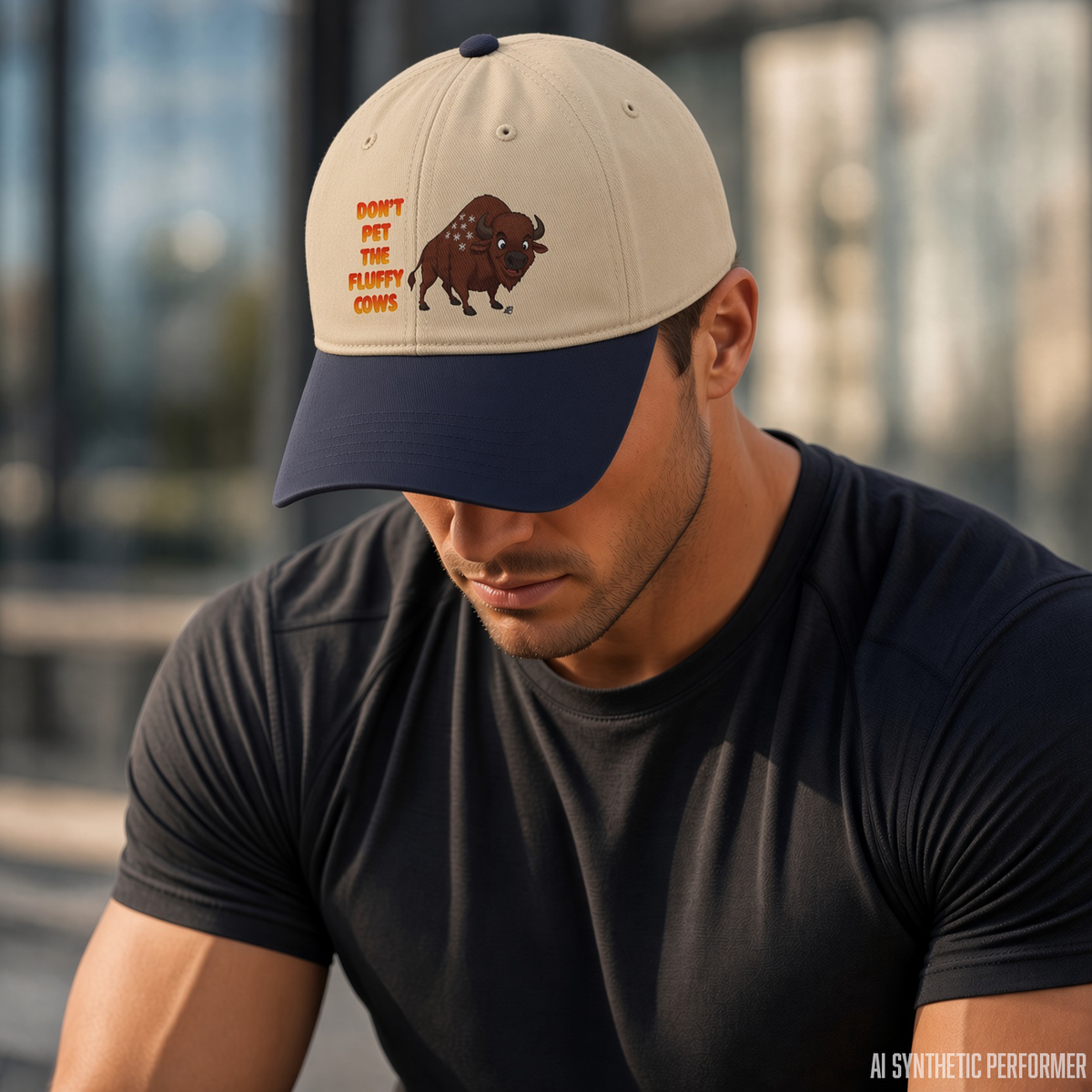 Don't Pet the Fluffy Cows Hat – Funny Bison Baseball Cap